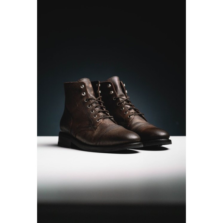 ChillStyle Bronze Platform Combat Boots with Side Zip