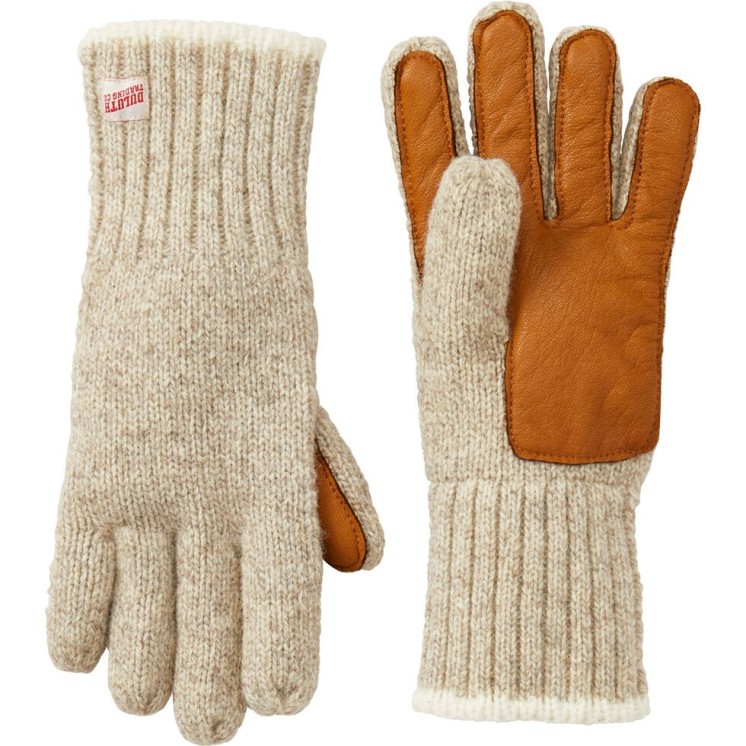 WinterHaven Sand Cable Knit Snow Gloves with Leather Palm