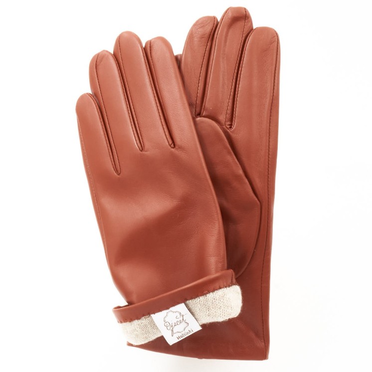CozyNorth Cognac Ribbed Fleece Gloves with Touchscreen Compatibility