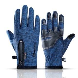 MountainChic Slate Blue Solid Touchscreen Gloves with Adjustable Closure
