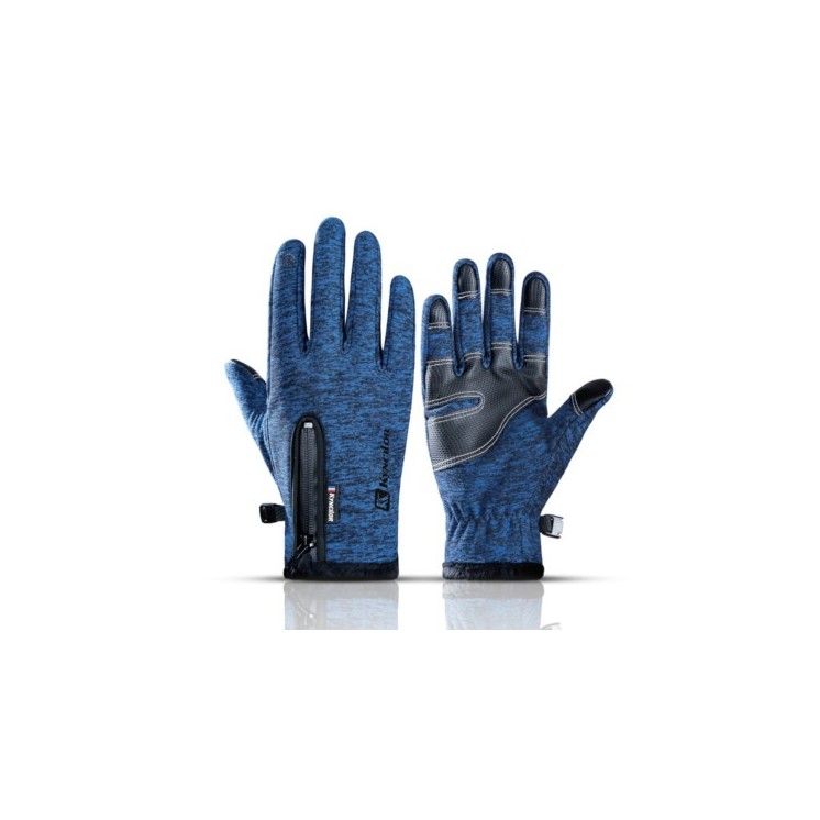 MountainChic Slate Blue Solid Touchscreen Gloves with Adjustable Closure