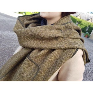 SnowCouture Bronze Herringbone Tartan Scarf with Sequin Detail