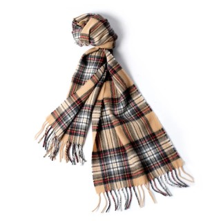 ChillStyle Camel Tartan Snood with Ribbed Texture