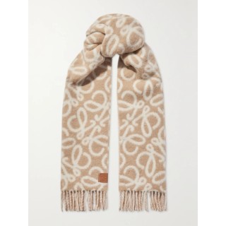 NordicFrost Bronze Jacquard Knitted Scarf with Fringe