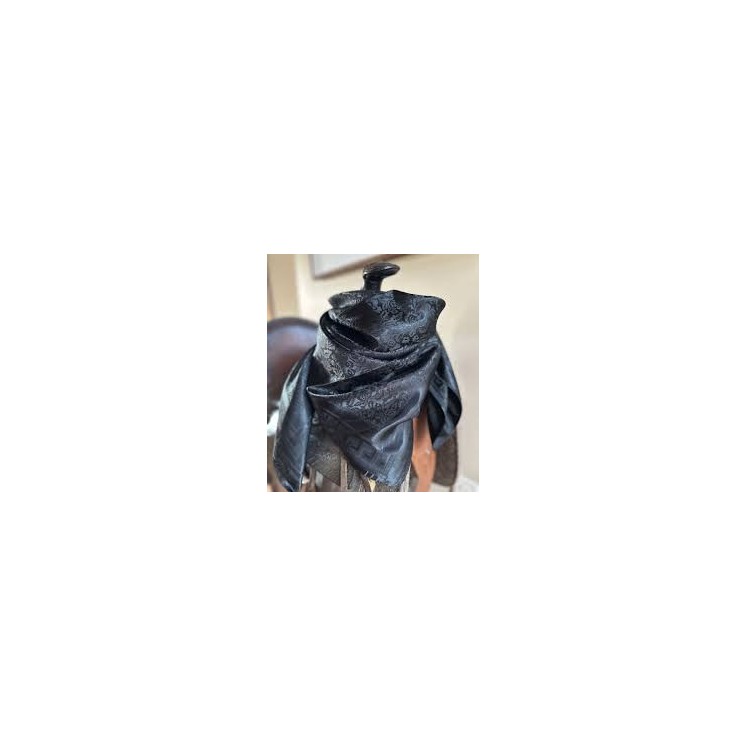 EliteX Jet Black Jacquard Infinity Scarf with Embroidery