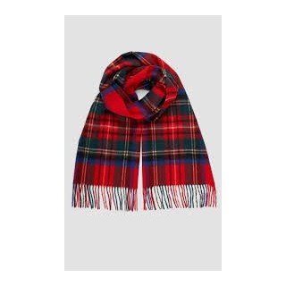 SnowCouture Crimson Plaid Tartan Scarf with Fringe