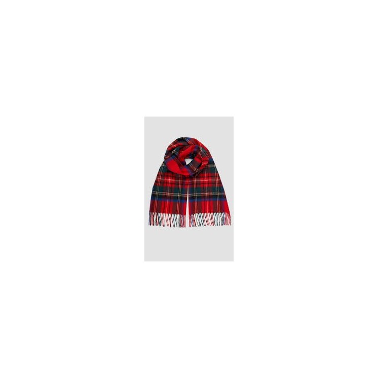 SnowCouture Crimson Plaid Tartan Scarf with Fringe