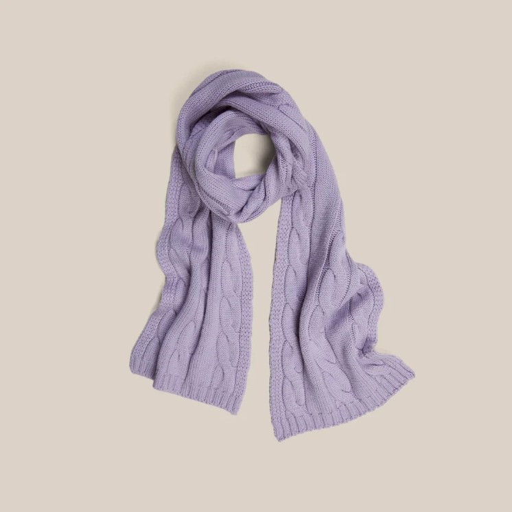 MountainChic Lavender Jacquard Knitted Scarf with Tassel